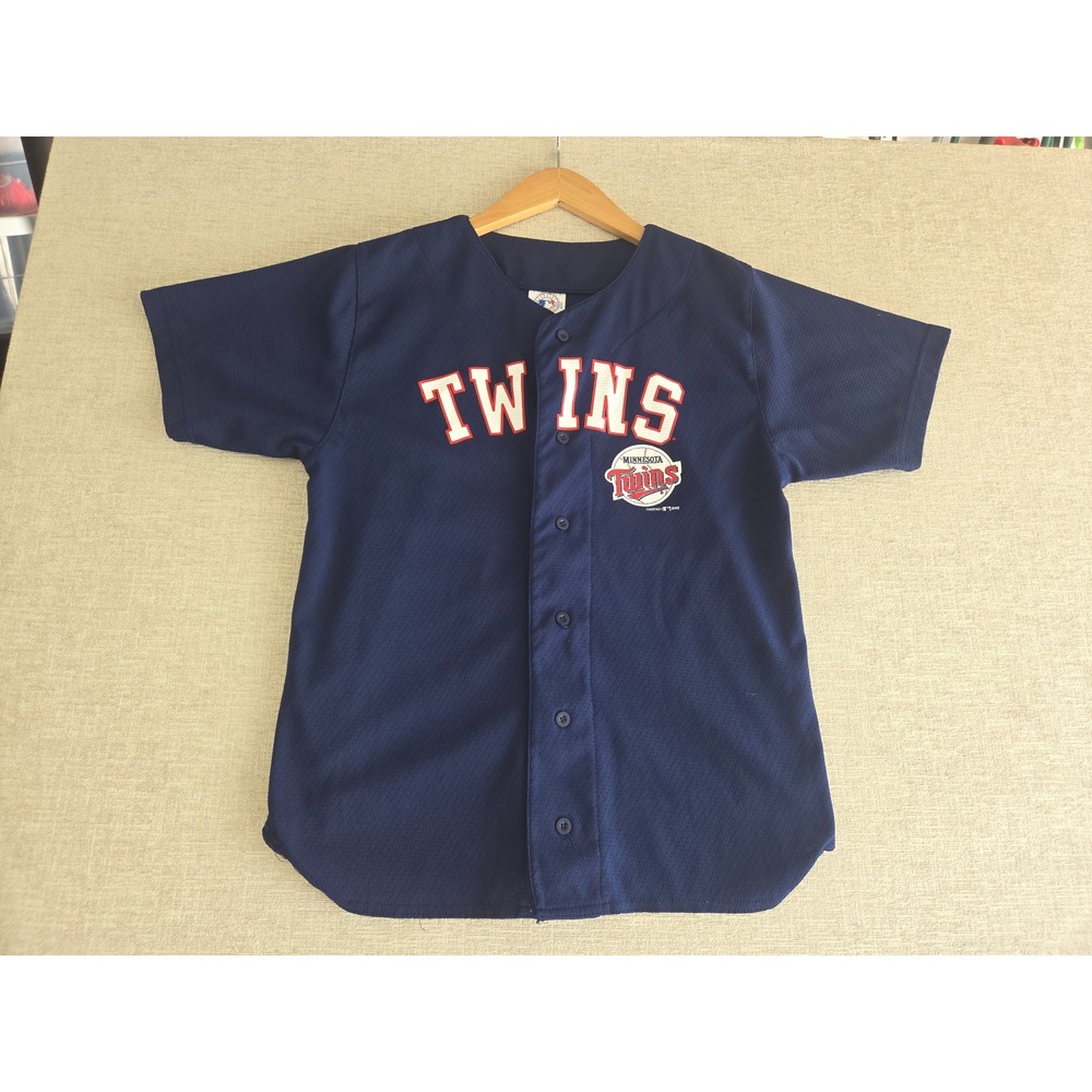 Minnesota Twins Youth L 14-16 MLB Sewn Logo Button Front Baseball Jersey Blueโ